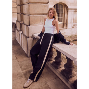 Mint Velvet Navy Side Stripe Trousers